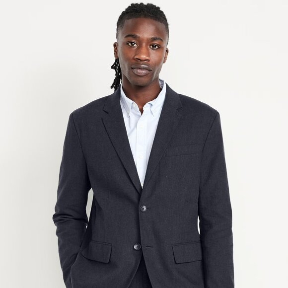Old Navy 2025 Men Linen-Blend suit XL Blazer 42x30 Chinos, Navy Blue - Picture 2 of 9